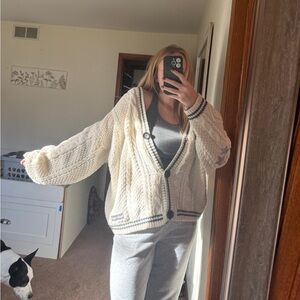 Taylor Swift Ivory Cardigan with Black Accents